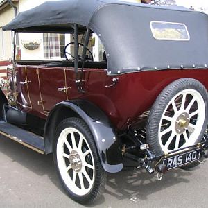 rear view of my old Star Orion 12/25 Tourer built in Wolverhampton in 1921 then shipped to New Zealand and used in trials in the 20s then bought by a